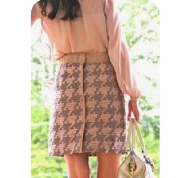 Ann Taylor Loft Pink Plaid Houndstooth Skirt Size 2 - Picture 2 of 14
